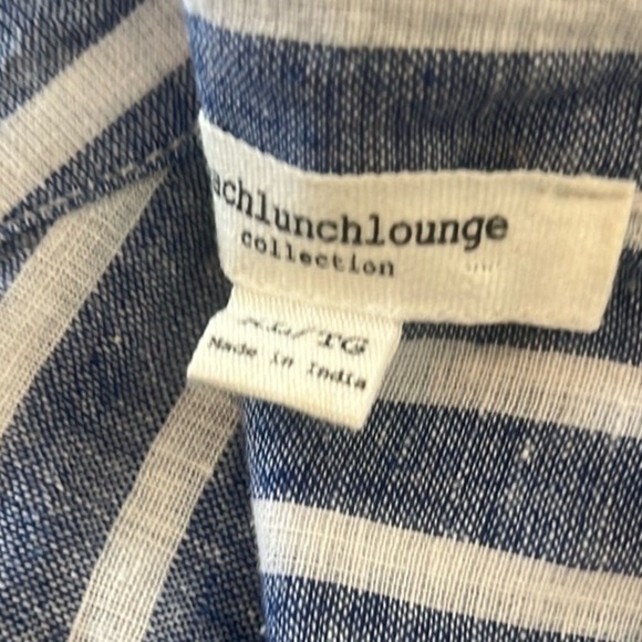 Anthro’s BeachLunchLounge,Striped-linen Frayed-Hem,Button-down Shirt,EUC,size XL - Picture 10 of 14
